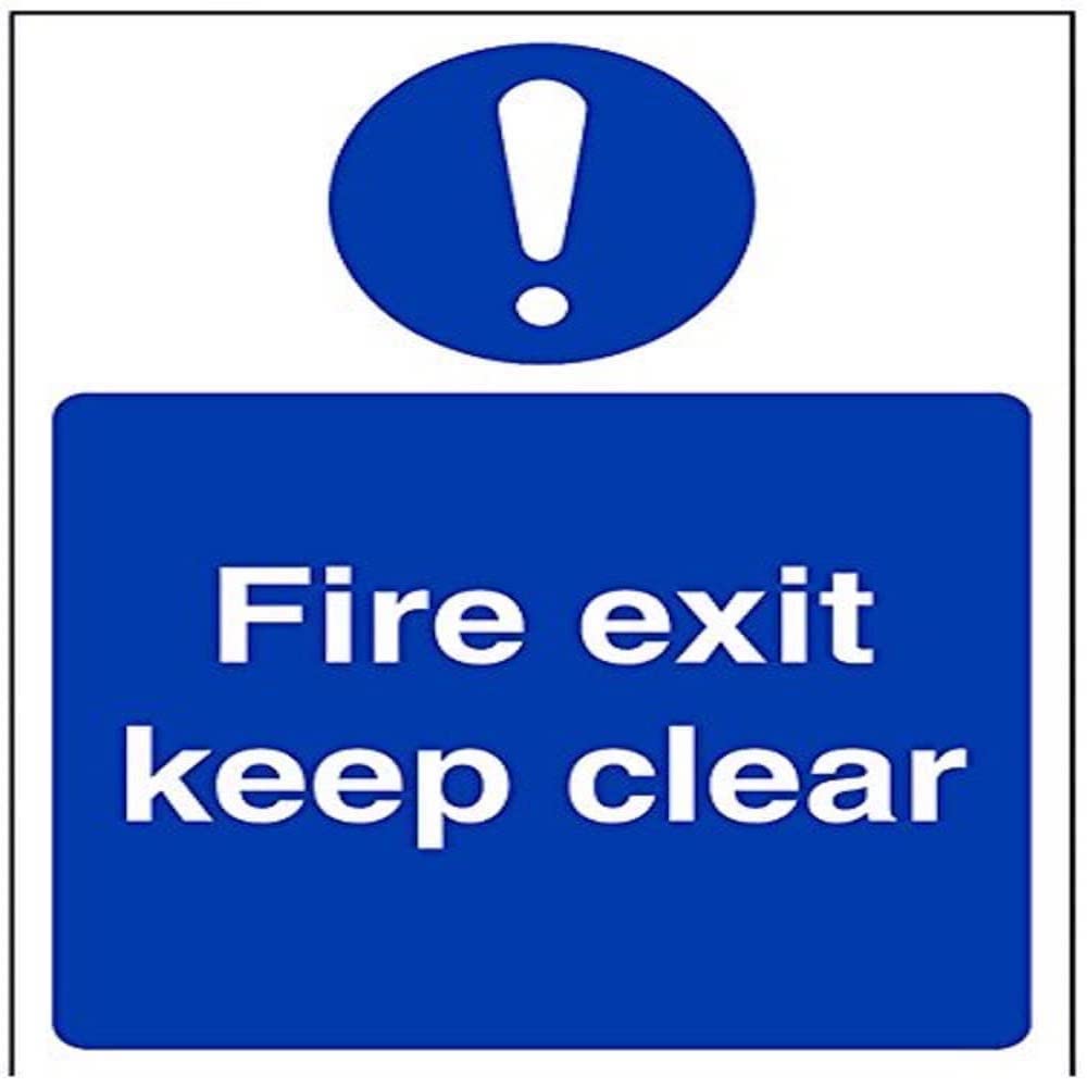 V Safety Fire Exit Keep Clear Sign - Portrait - 150mm x 200mm - 1mm Rigid Plastic