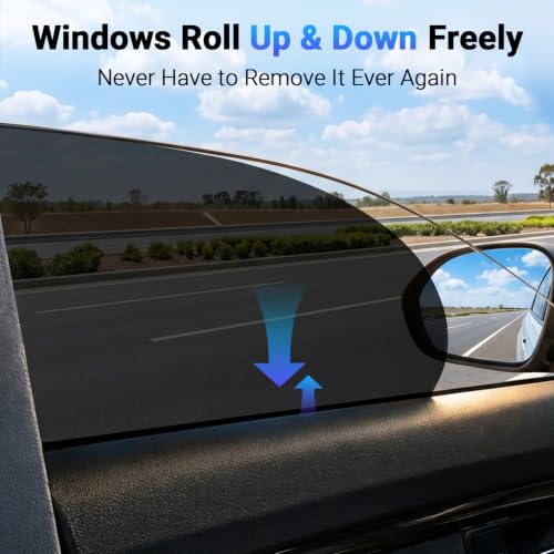Image of Car Window Shade Static Cling, Roll Windows Down for Driver, 2 Pack | Car Window Covers with 99% UV Block | No Glue No Residue |Driver Protection, Car Shades for Side Windows, Fit for Most Cars
