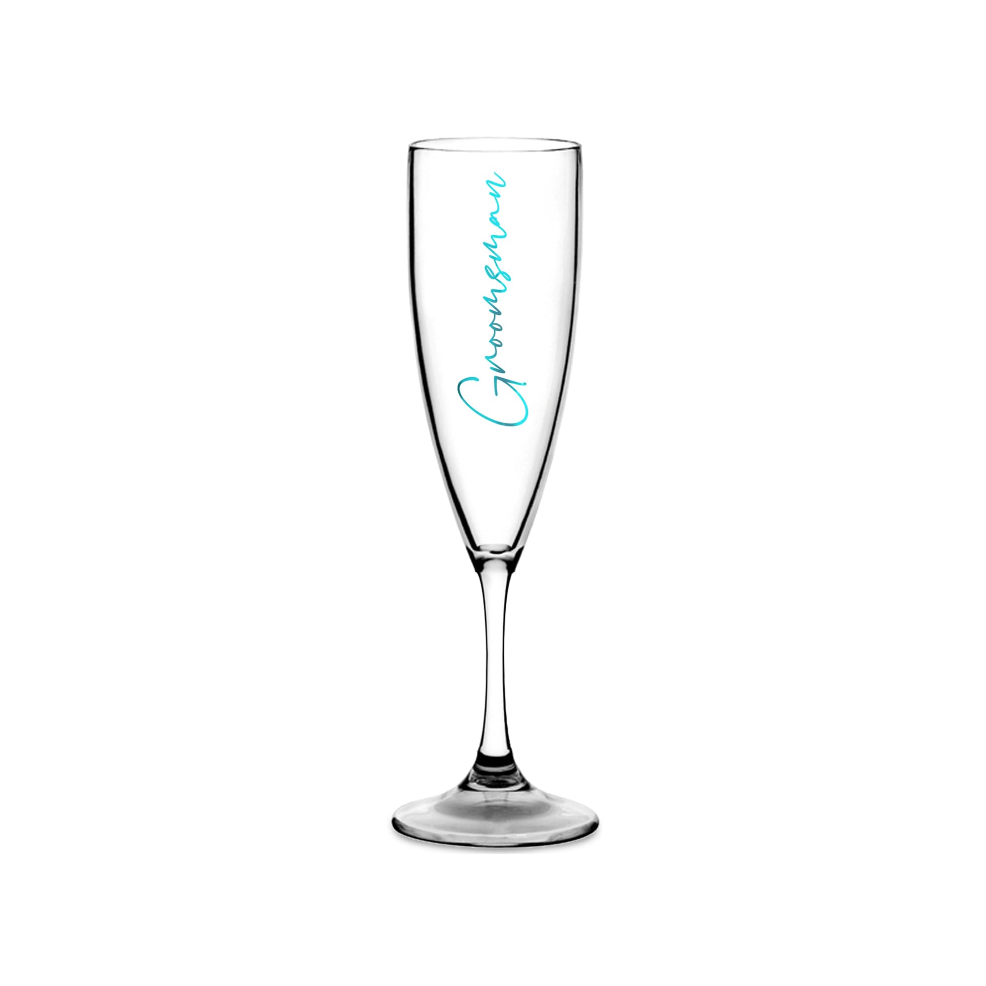 Print Maniacs Champagne Premium Clear Flute Glass Bride Groom Mr Mrs Wedding Maid Honour Wine Cocktail Prosecco Celebrations Gift (Teal, Groomsmen)