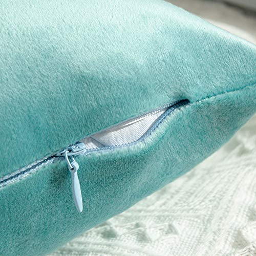 Image of MIULEE Velvet Pillow Covers Decorative Square Pillowcase Soft Solid Cushion Case for Sofa Bedroom Car 12 x 12 Inch Aqua Green