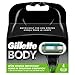 Gillette Body Cuchillas de Afeitar Corporales Hombre, Paquete de 4 Cuchillas Recambio
