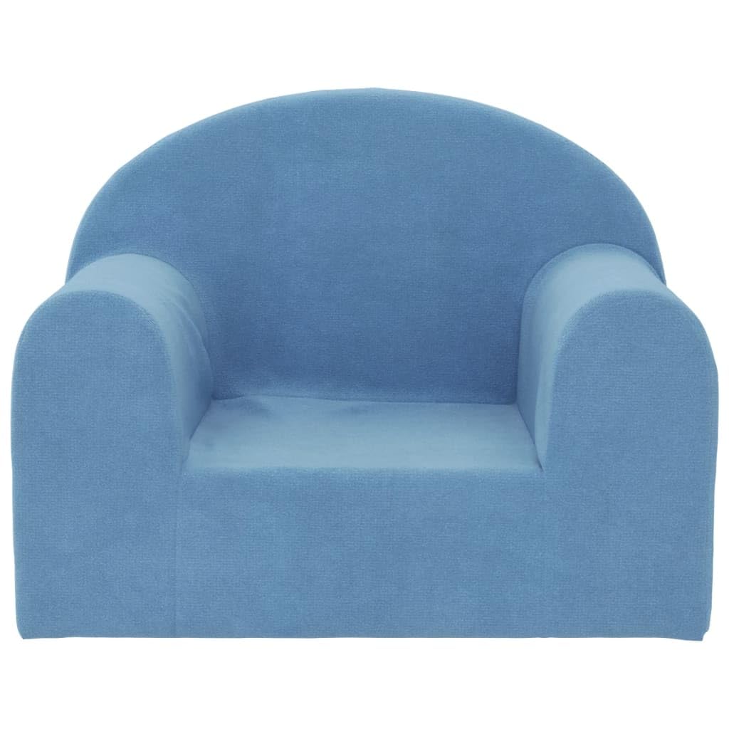 vidaXL Canapé pour Enfants, Siège avec Accoudoirs, Fauteuil avec Dossier pour Tout-Petits, Meuble de Chambre Maison, Bleu Peluche Douce
