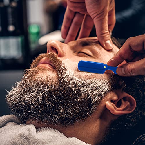 Image of Utopia Care Professional Barber Straight Edge Razor Safety with 100 Pack Blades, Blue