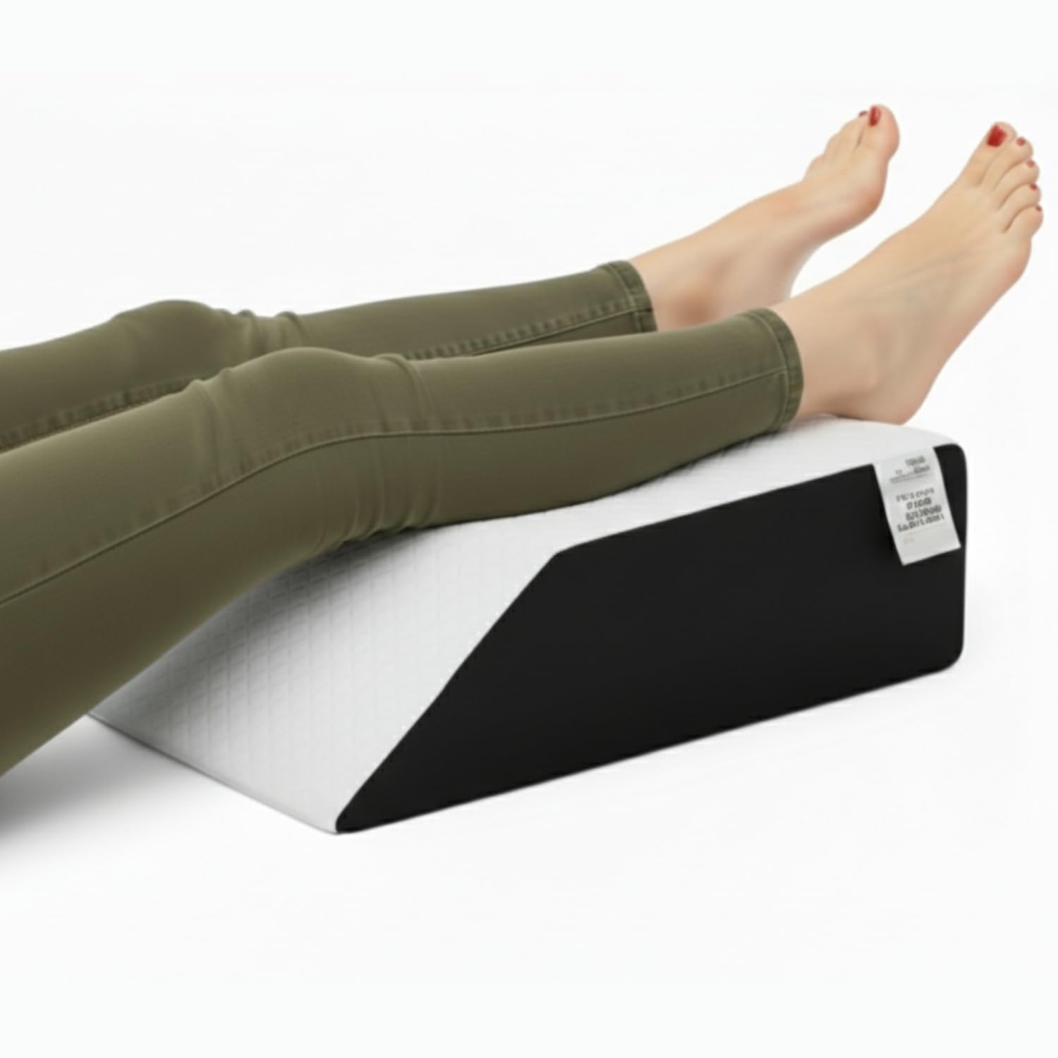 Leg Elevation Wedge Pillow Premium Foam Leg Rest Cushion 60x50x15cm for Helps Blood Circulation, Reduce Back, Knee, Hip Pain Supportive Leg Rest Pillow with Removable Zip Cover (BlackWhite)