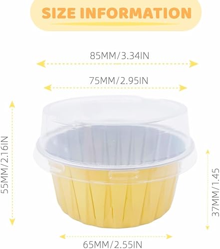 Miniatura 5 de Lolifun Tazas para hornear de papel de aluminio con tapas, tazas de postre de 5 onzas, forros para magdalenas, mini moldes de aluminio para hornear,