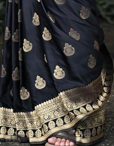 Image of SIRIL Women's Banarasi Kanjivaram Soft Silk Jacquard Saree with Unstitched Blouse Piece
