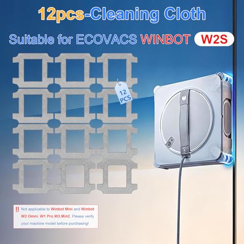 Image of Cleaning Rag for ECOVACS WINBOT W2S / W2S Omni Window Cleaning Robot, Washable and Reusable W2S Mop Pad Accessories 12 Pcs