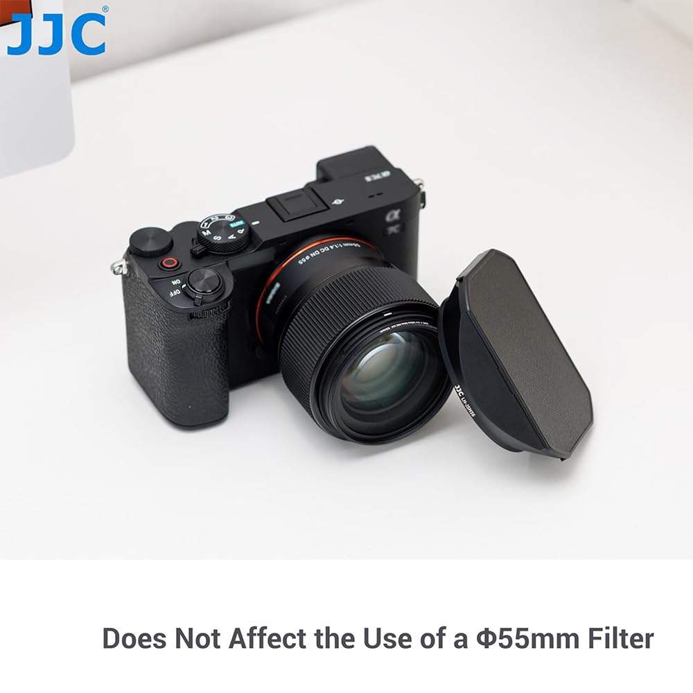 JJC Metalowa kwadratowa osłona obiektywu do obiektywu Sigma 56 mm F1.4 DC DN z przesuwną osłoną maski – alternatywny wybór dla plastikowej osłony obiektywu Sigma LH-582-01