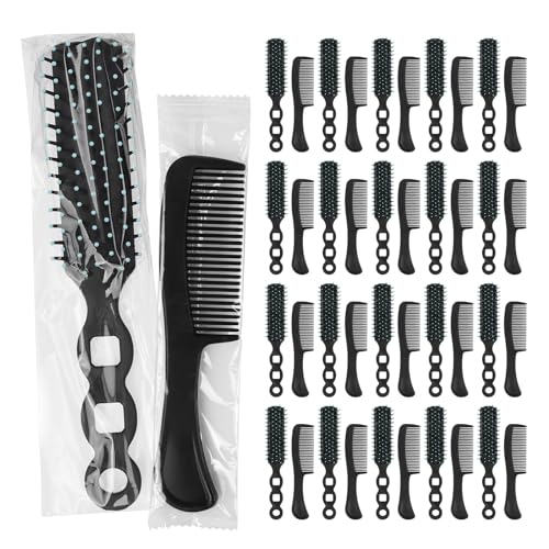 Peignes à cheveux en vrac emballés individuellement pour hôtels et dons, lot de 50 pièces noires