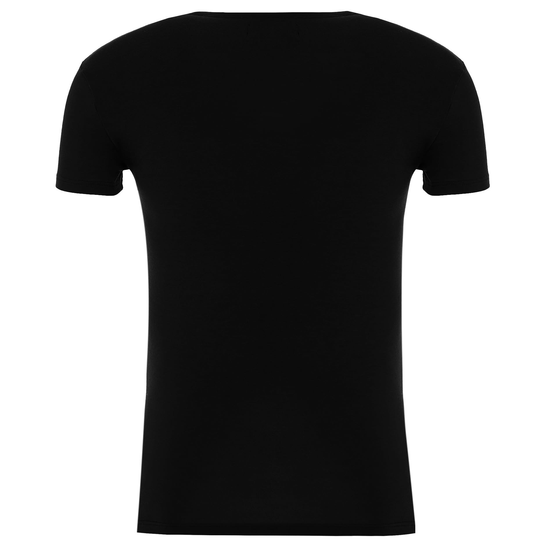 Emporio Armani - Maglietta da Uomo, con Scollo Rotondo, a Maniche Corte, Codice dell’Articolo: 111035 0A516 Nero/Logo Giallo M