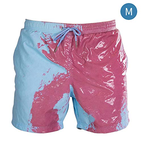Aprettysunny Bañador para Hombres Shorts de baño con cordón Temperatura Color Pantalones de baño Intercambiables Shorts de Secado rápido, M-XXL