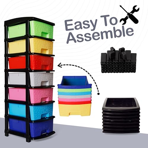 Image of Plastic Modular Drawer Storage Chest Of Drawers Organizer Storage Box, Large Stomo Racks For Multipurpose Anti-slip Shoes Organizers (Multi, 7 Layer)
