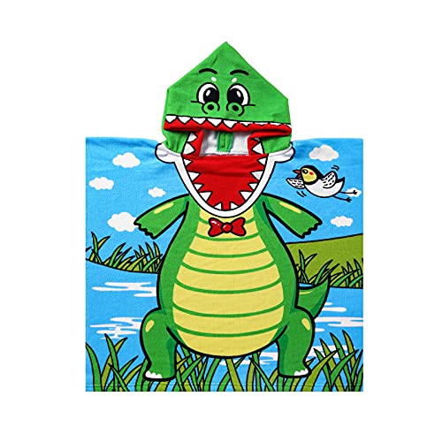 Kids Hooded Beach Towel for Age 1-6 Years Toddler Baby Boys - Soft Microfiber Super Absorbent Poncho Towel, Multi-use for Bath/Swim/Pool/Shower 23.6 x 23.6 inch