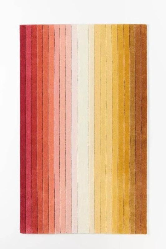 Multicolor Gradient Stripe Area Rug 9x12 ft | Hand Tufted Modern Abstract Color Block Carpet