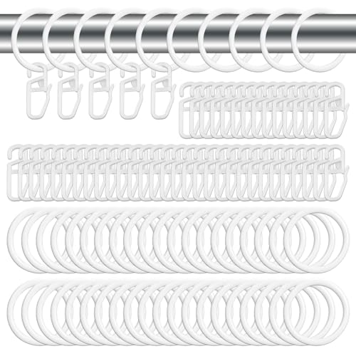 50 Piezas Anillas para Cortinas, 30MM Diámetro Interior Anillos De Cortina De Metal y Ganchos De Plástico, Argollas para Barra De Cortinas para Dormitorio, Salón, Balcón, Estudio y Cuarto De Baño