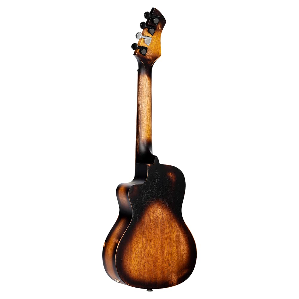 Ortega Guitars Ukulele Concerto Elettro-Acustico – The Private Room Series – Gig Bag Inclusa – Alaskan Abete Rosso / Mogano, Distressed Finish (DSSUITE-UKE)