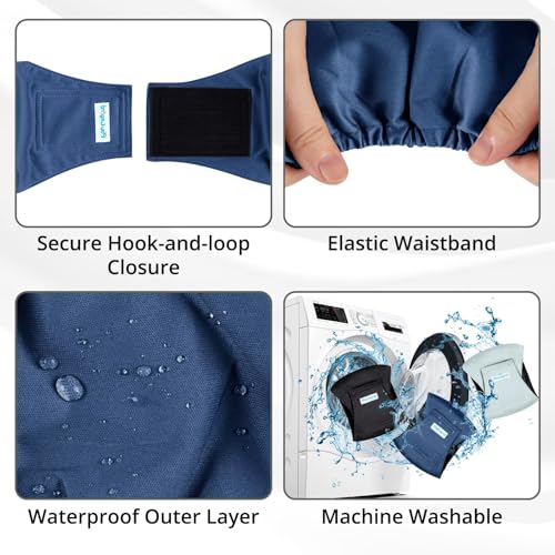 Image of Paw Legend Washable Dogs Diapers Male Dog Belly Bands for Male Dogs Diapers Reusable Puppy & Doggie Diapers Male (3 Pack, X-Small)