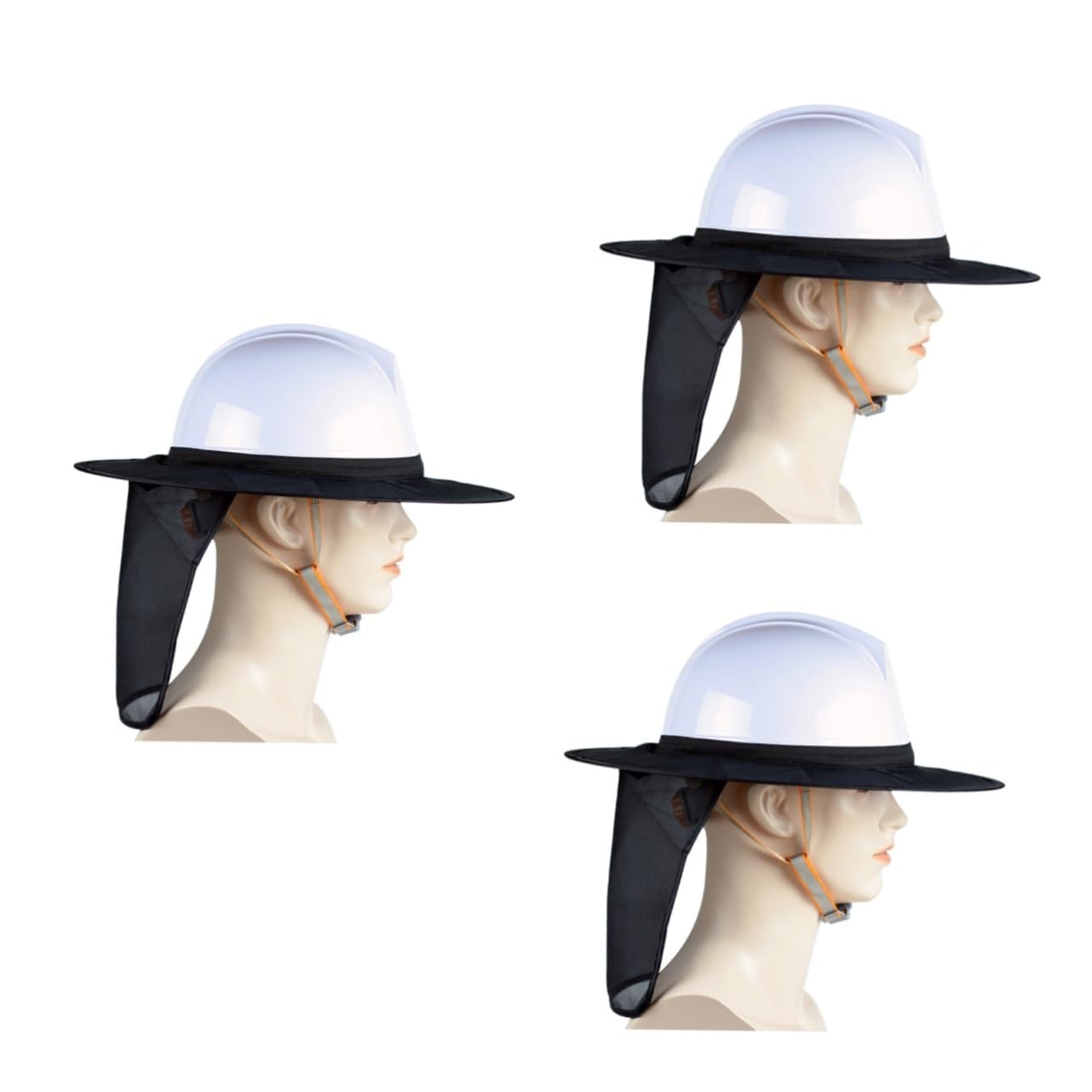 SHINEOFI 3 Stück Reflektierende Bauhelm Sonnenblende mit Atmungsaktivem Netz Nackenschutz Große Krempe Sonnenschutz für Herren Damen Outdoor Bauarbeiten Leicht Hochsichtbar Schwarz