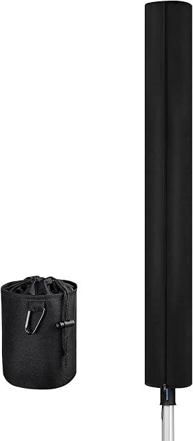 Dokon Rotary Washing Line Cover with Clothes Peg Bag, Waterproof, Windproof, Anti-UV 420D Oxford Fabric Premium Protective Cover for Rotary Dryer Washing Lines, 165 x 18 x 18cm (Black)