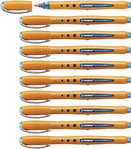 Rollerball - STABILO worker+ Fine - Box of 10 - Blue