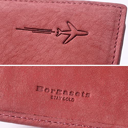 Image of Genuine Leather Passport Case, RFID Passport Cover with Credit Card Holder for Women and Men Family ID Travel