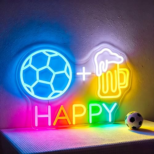 Image of Neon Sign, Soccer Neon Signs for Wall Decor LED Signs Neon Light | Soccer Neon Sign for Fans, Sports Themed, Bedroom, Man Cave, Gaming Room Decor, Boys Gift, Dimmable, USB Powered