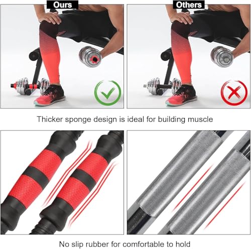 2 x Dumbbell Bars 40cm - Adjustable Weight Dumbbell Bar Set with Collars, Steel & ABS Construction for Home Gym Strength Training, Bodybuilding & Fitness (Black & Red) - Image 4