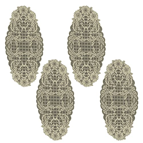 Heritage Lace FT-1224L-S 12 x 24 in. Floral Trellis Doilies, Linen - Set of 4