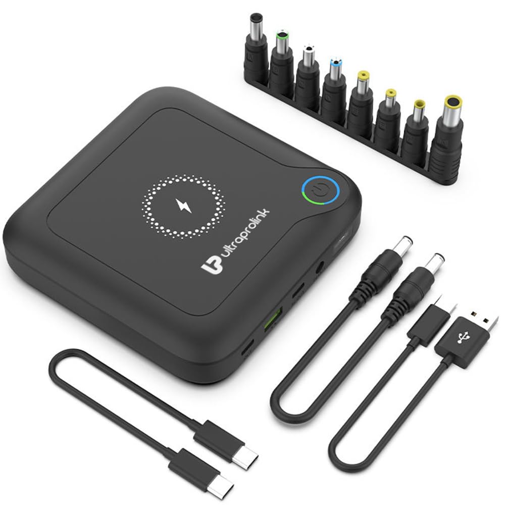 ULTRAPROLINK UM1106 Juice-Up 120W|QC3.0+PD3.0+Wireless Charging+DC|88.8Wh|24000mAh Powerbank for Laptops-Tablets-Smartphones|USB Type C Cable 1m (60W)|With 10W Wireless Charger & LED Indicators|Black