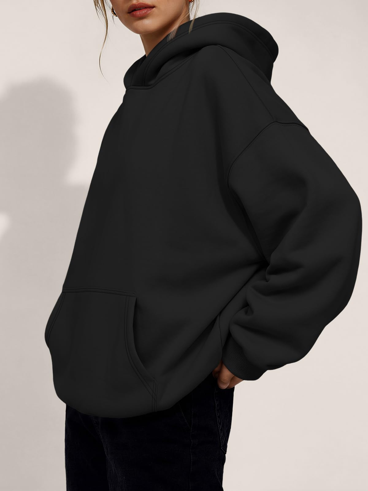 Trendy Queen - Felpe con cappuccio oversize da donna in pile, a maniche lunghe, pullover autunnali e invernali
