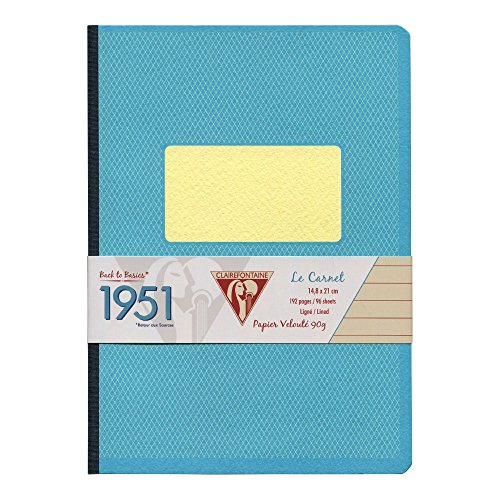 Clairefontaine 'Back to Basics 1951' Clothbound Notebook, 5 3/4' x 8 1/4', 96 Pages, Lined, Turquoise