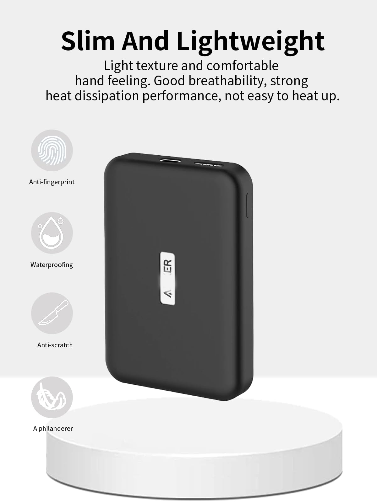 Anker MagGO Power Bank (10000 mAh, 15 W), silikonowe etui, funkcja oświetlenia nocnego, odporne na zarysowania, uderzenia, tragba, czarne