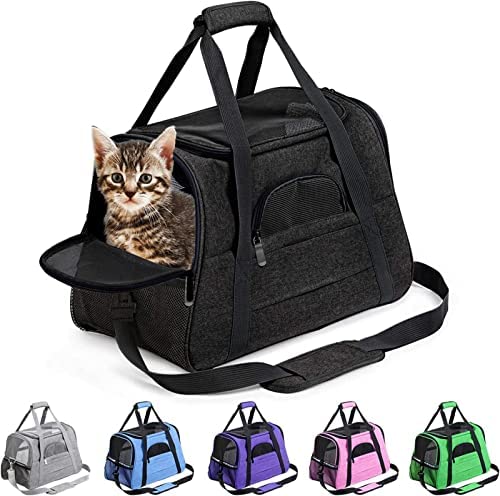 LOLUZ Pet Carrier Bag Suitable for Small Dog Cages S/M-Sized Cat Cages Small Pet Cages Airline Approved Dog and Cat Travel Cages with Comfortable Mattress for Outdoor Hiking Travel Bag (Black)