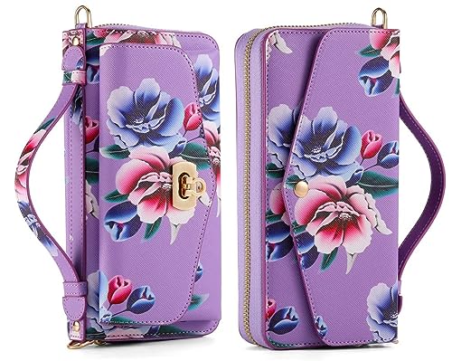 LITOU AIFENGCASE Compatible with Samsung Galaxy S22 Ultra Crossbody Chain Shoulder Strap Wallet Case for Women Card Holder Magnetic Detachable Back Cover,W1