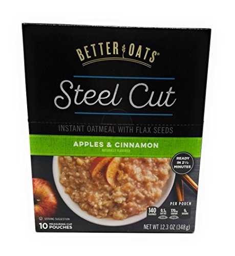 Better Oats Steel Cut Oats with Flax Apples & Cinnamon 10 Pouches (Pack of 2)