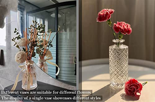 Glass Bud Vase Set 12, Small Flower Vases for Wedding Centerpiece Table Decorations Clear Vintage Embossed Mini Flower Arrangements in for Party or Home Room Decor Glass Bud Vase Set 12, Small Flower Vases for Wedding Centerpiece Table Decorations Clear Vintage Embossed Mini Flower Arrangements in for Party or Home Room Decor