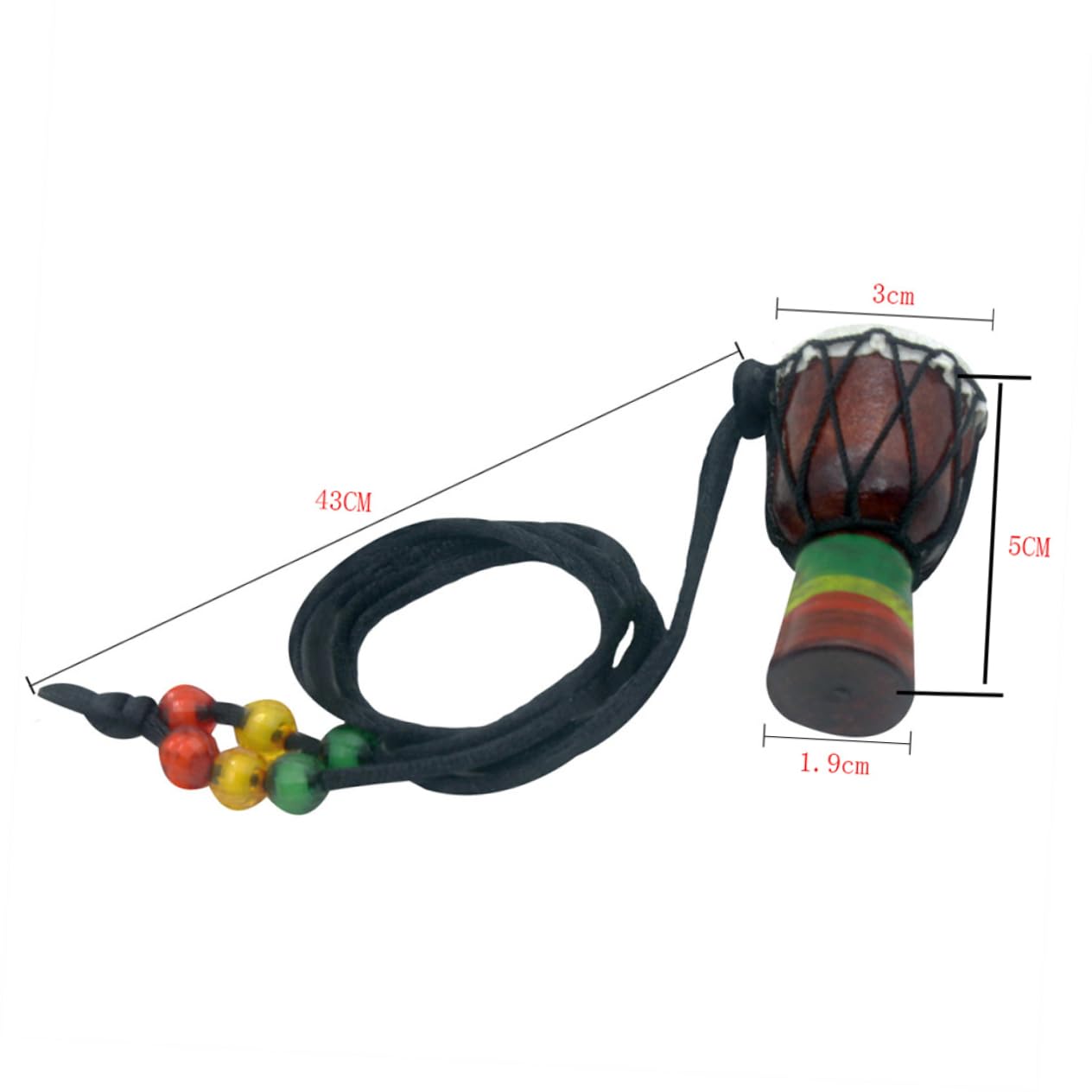 FOMIYES Mini African Hand Drum Necklace Wooden Tambourine Authentic African Drum Metal Ring Tuning Rope Home Decor for Music Lovers Random