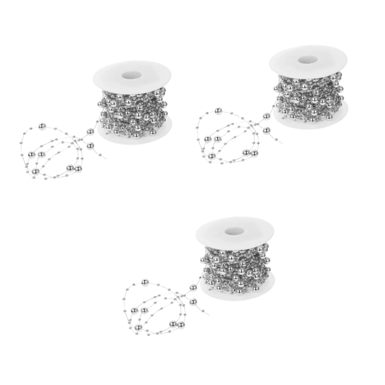 Abaodam 3rollen Dekorative Hochzeitsperlenkette Aus Silberfarbene Beads Für Kreative Dekoration Für Hochzeiten Bastelprojekte Und Stilvolle Accessoires