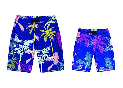 Father Son Matching Hawaiian Beach Board Shorts Swimwear Spandex in Crayon Palms2