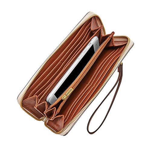 Fossil Women's Logan Leather Rfid-Blocking Zip Around Clutch Wallet With Wristlet Strap #TOP1
