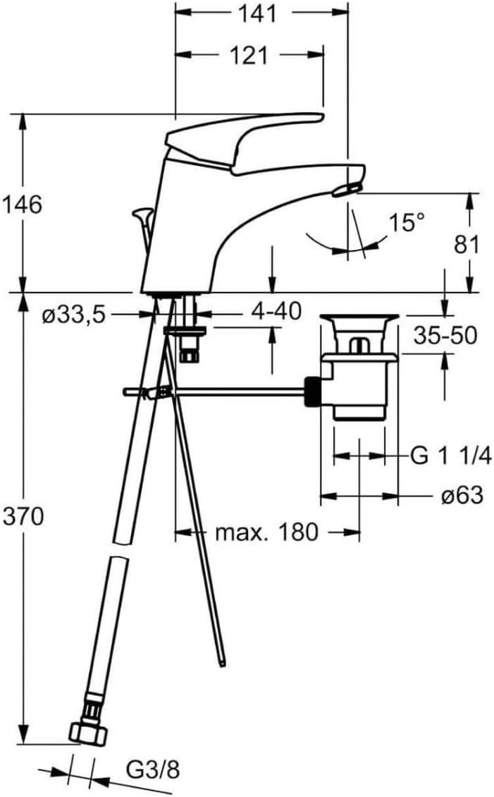 Hansa Hansamix 01092283 Single-Lever Washbasin Mixer Tap with Hoses, Chrome-Plated