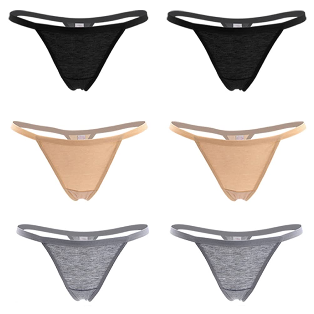 Women’s Sexy Panties Cotton Thongs Pack of 6pcs G-String