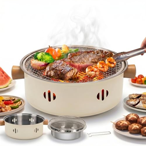 Portable Charcoal Grill, 13''diameter Mini Tabletop BBQ Grill with Stainless Steel Grate, Compact Outdoor Charcoal Barbecue for Camping, Picnic, Backyard, Travel, Small Grill for 2-4 People