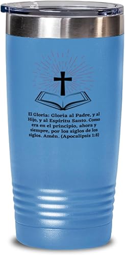 Regalos Religiosos - Amor divino y amor al projimo Para matrimonio religioso, bautizo, primera comunion, confirmacion - Vaso de Vino color azul 20oz