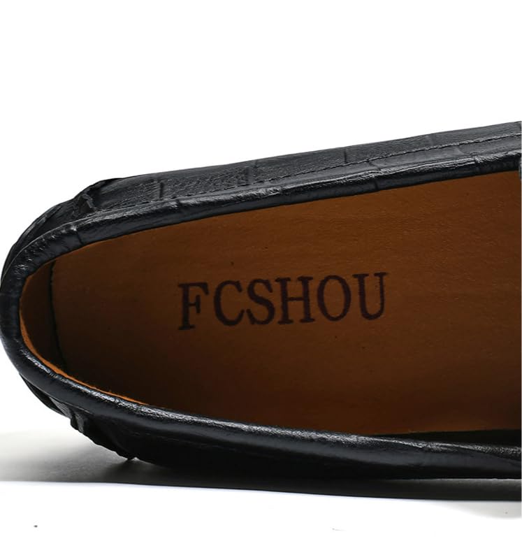 Men's Genuine Leather Loafers Slip-On Driving Moccasins Soft Comfortable Casual Dress Shoes Black Lightweight3