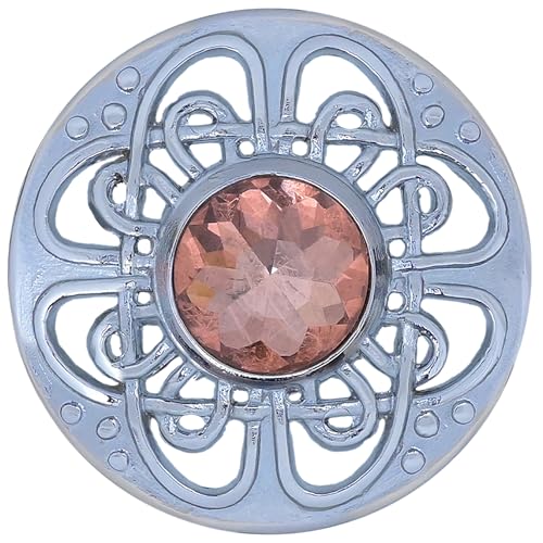 Image of Elegant Culloden Plaid Brooch - Scottish Kilt Fly Plaid Brooch Intricate Celtic Knot in Pewter with Gemstone 3-Inch Diameter - Ideal for Scottish Kilts & Formal Wear