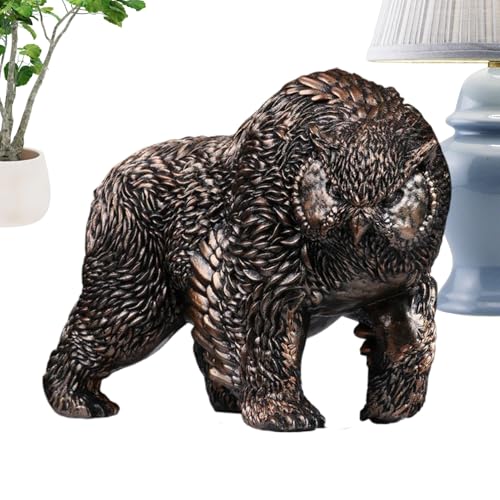 Furtryvl Outdoor Bear Statue,Rustic Bear Decor | Modern Resin Animal Sculptures with Owl Head Design for Lawn Home Porch Garden Yard Table