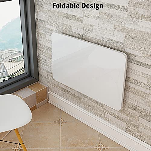 Bureau mural pliable flottant rouge 70x30 cm pour ordinateur