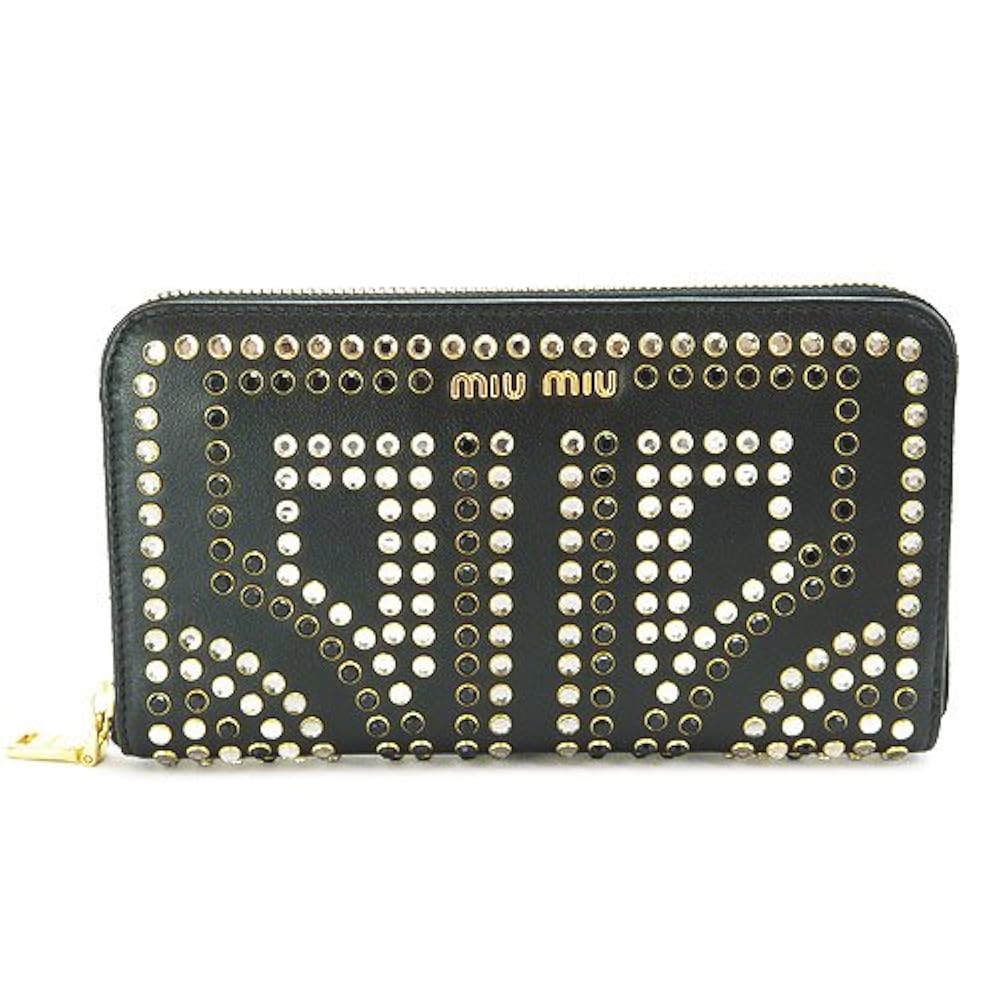 【美品】ミュウミュウMIUMIUスタッズ長財布 黒 新品チェーンショルダー鑑定済 Amazon | [ミュウミュウ] 長財布 5M0506 2E61 F0002/VITELLO
