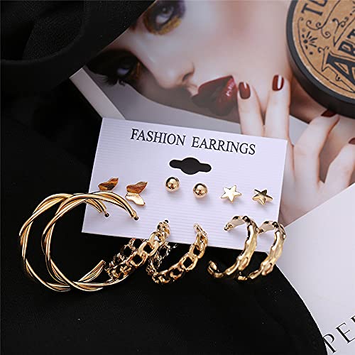 Image of Shining Diva Fashion Stylish Combo Design 6 Pairs Metal Earrings for Women and Girls (F12787er)
